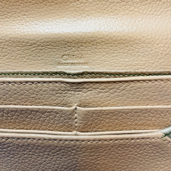 Chloe Color-block Long Wallet VGC Greens and Beige Leather - Picture 5 of 12